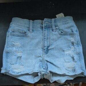 Hollister Light Blue Distressed Denim Shorts